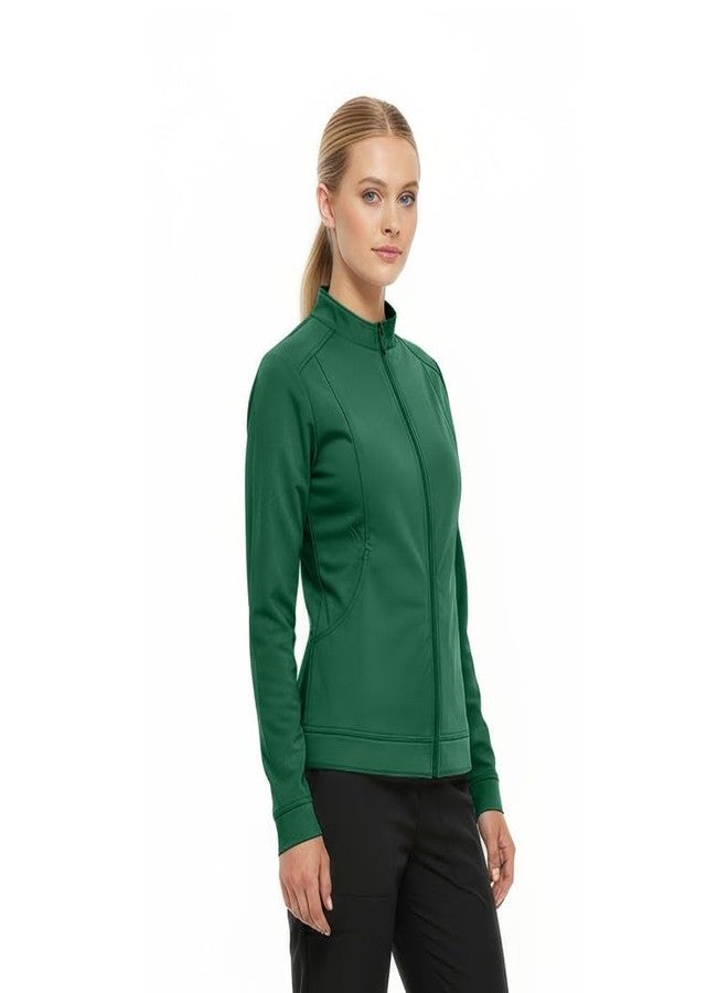 Natural Uniforms Women's Ultra Soft Stretch Zip Up Scrub Jacket (Hunter Green, X-Large) - Image 2